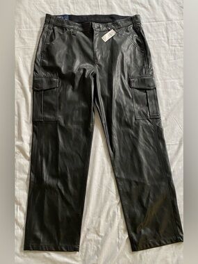 GAP Black Faux Leather Cargo Pants